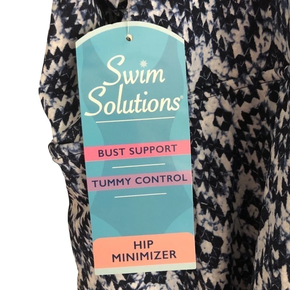 Swim Solutions One Piece Triple Tier Fauxkini Swimsuit Navy Size 22W - Picture 5 of 15
